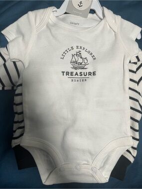 Carter's White Baby Bodysuit with Navy Ship Graphic